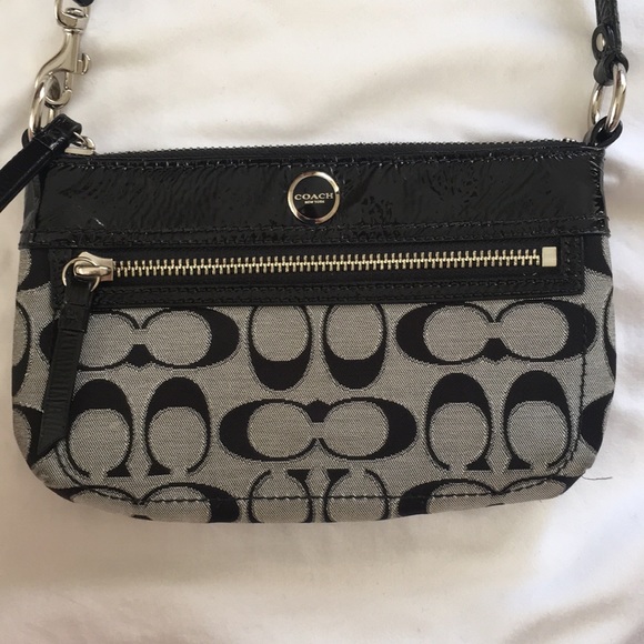 Coach Handbags - Black Silver Coach back wristlet with two pockets